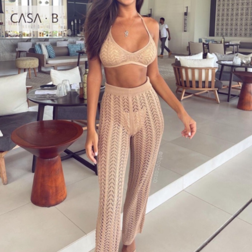 NEW ARRIVAL!!💫 CASA B| Bali Crochet High-Waist Pant & Top Set- beige